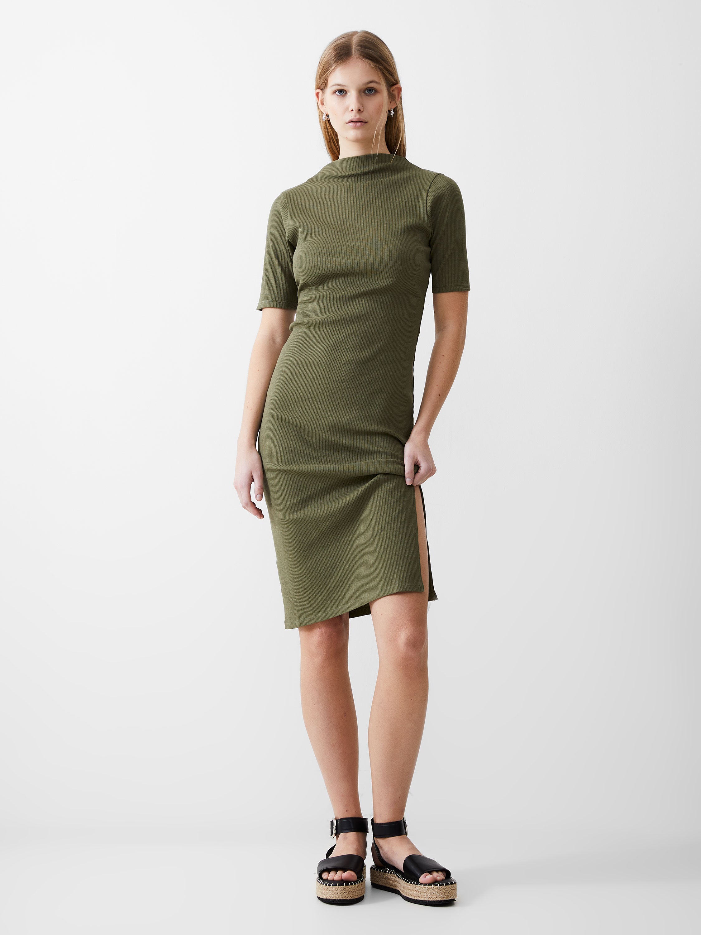 Rib Turtle Neck Dress