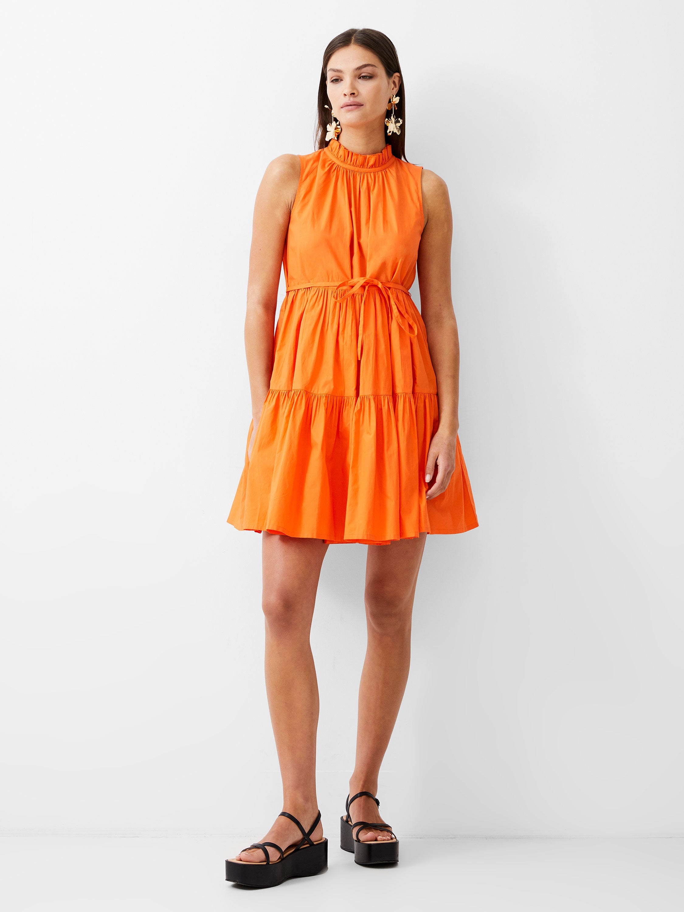 Tiered Poplin Mini Dress