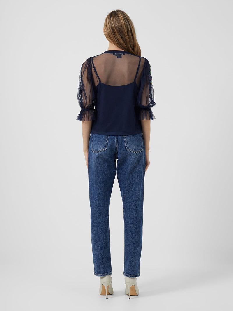 Ambre Embroidered Cluster Puff Sleeve Top French Connection EU