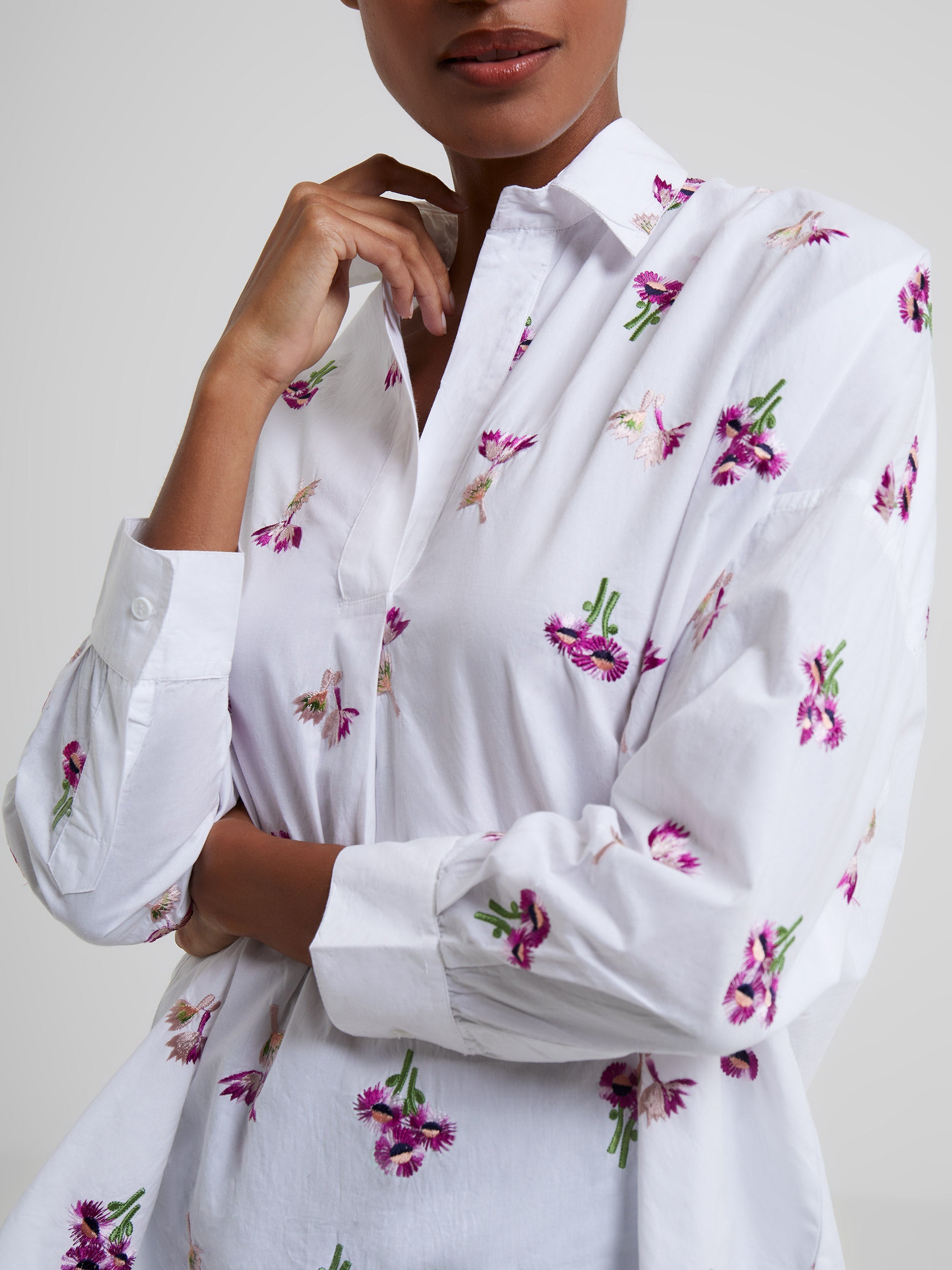 Charla Rhodes Poplin Embroidered Popover Shirt