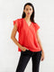 Crepe Light Smocked Shoulder V-Neck Top