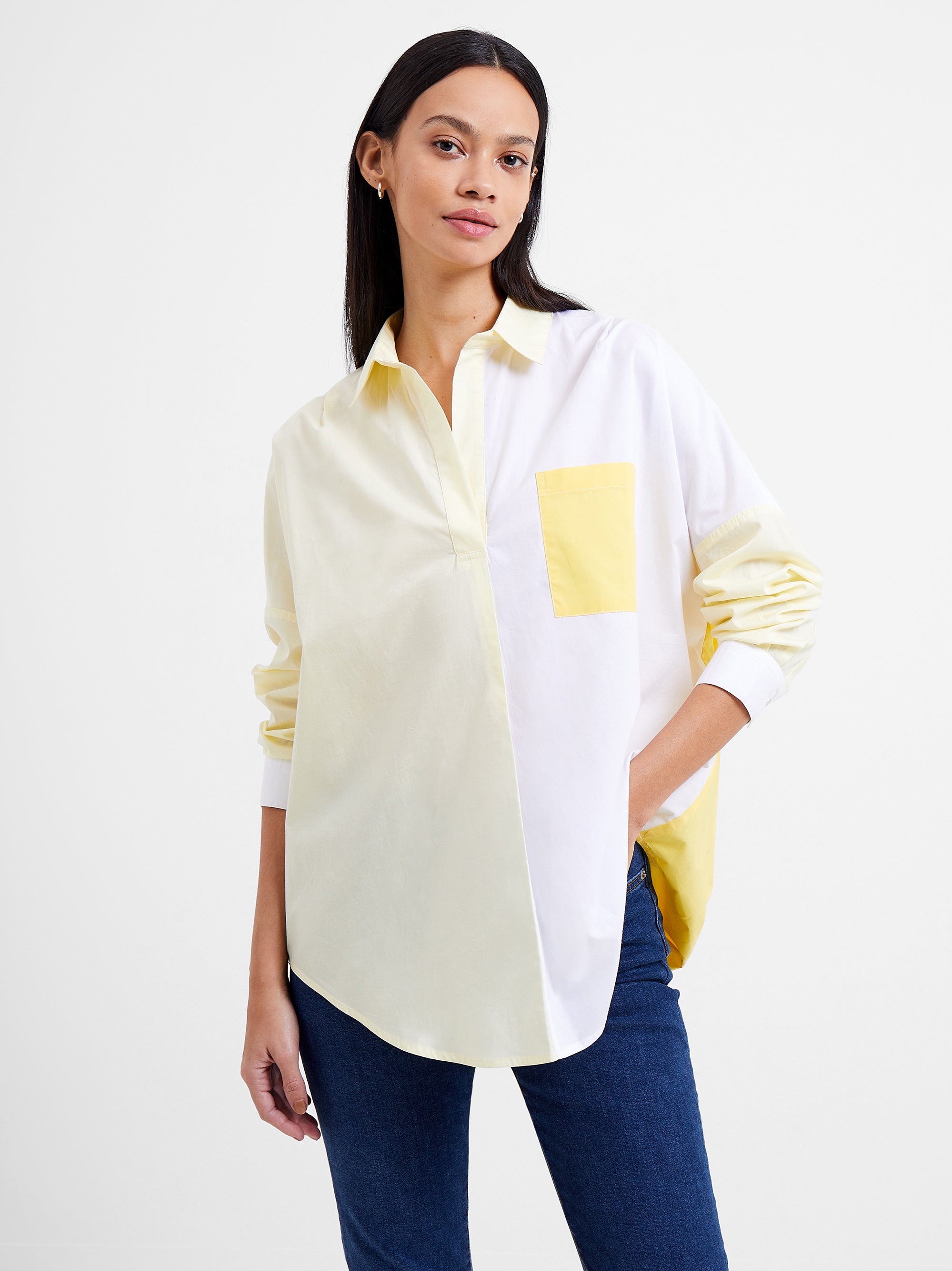 Rhodes Poplin Colour Block Popover Shirt