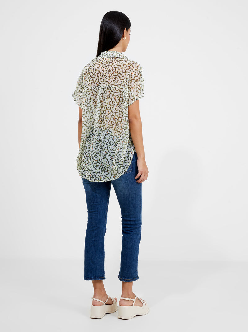 Vee Collar Print Popover Shirt