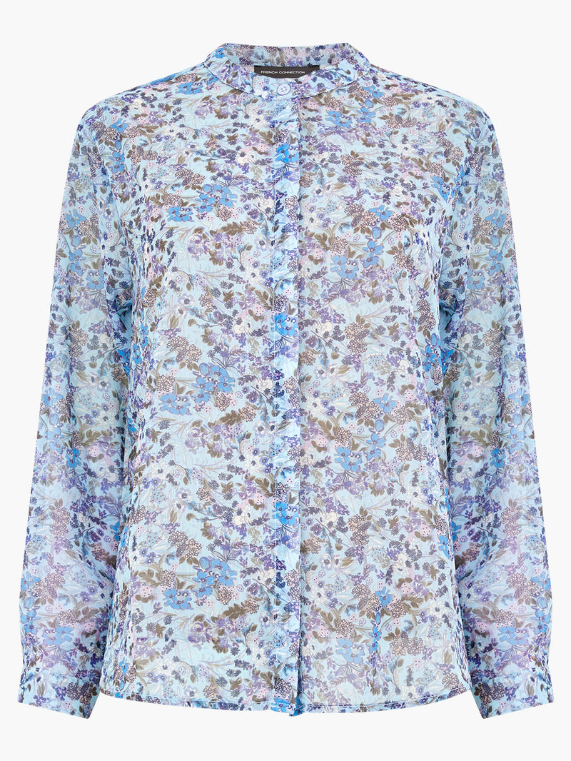 Henley Collar Floral Shirt