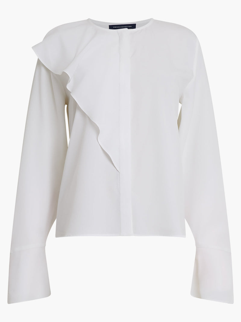 Crepe Light Recycled Asymmetric Frill Shirt | French Connection EU