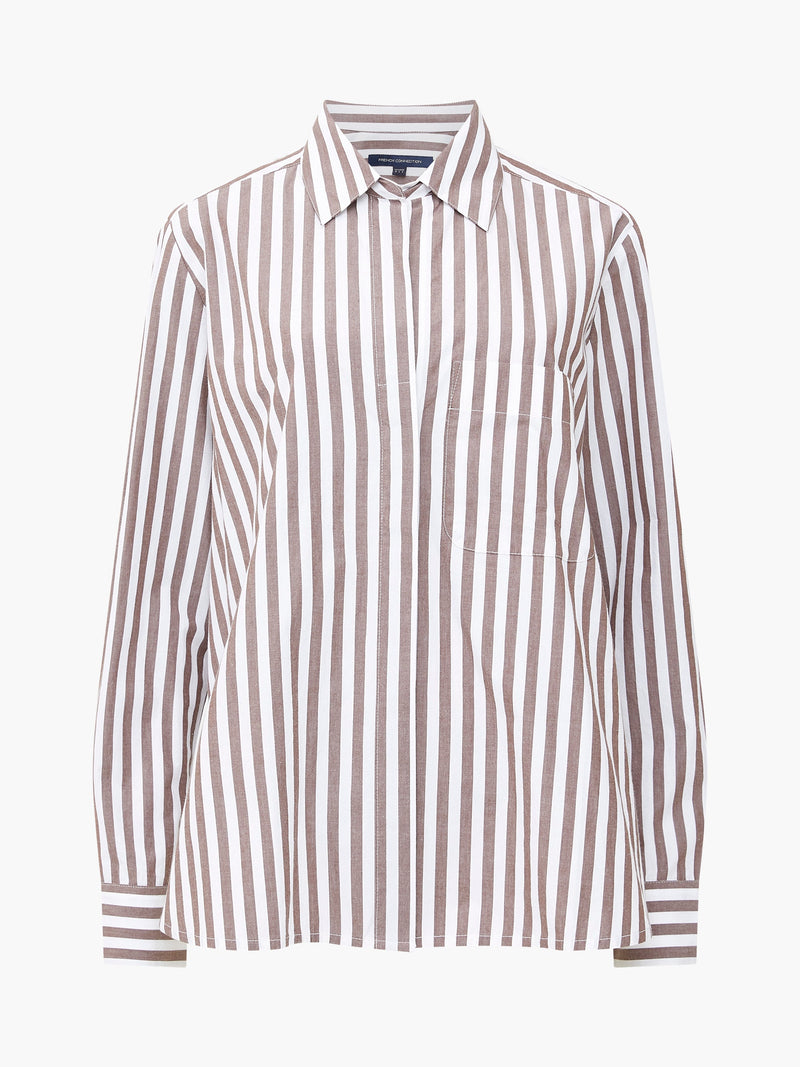 Stripe Poplin Popover Shirt | French Connection EU