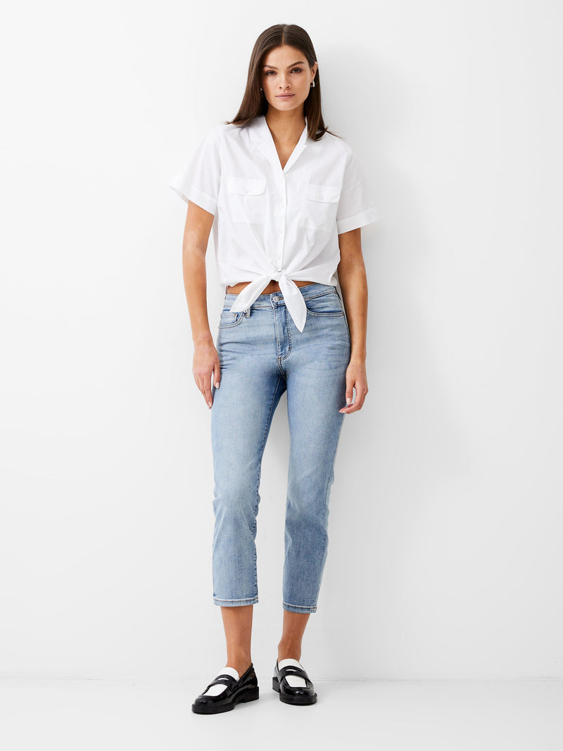 Tie Front Poplin Shirt