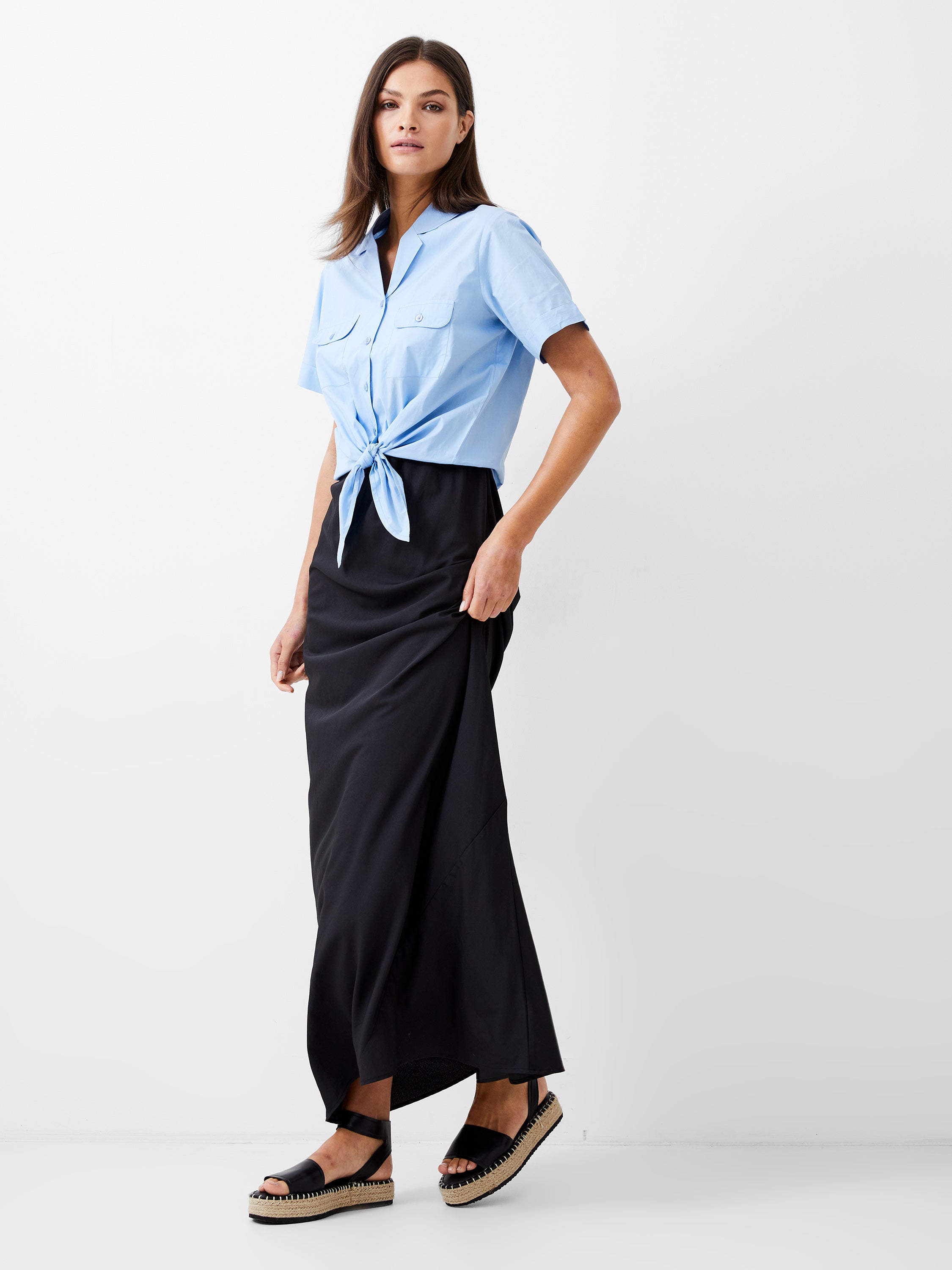 Tie Front Poplin Shirt