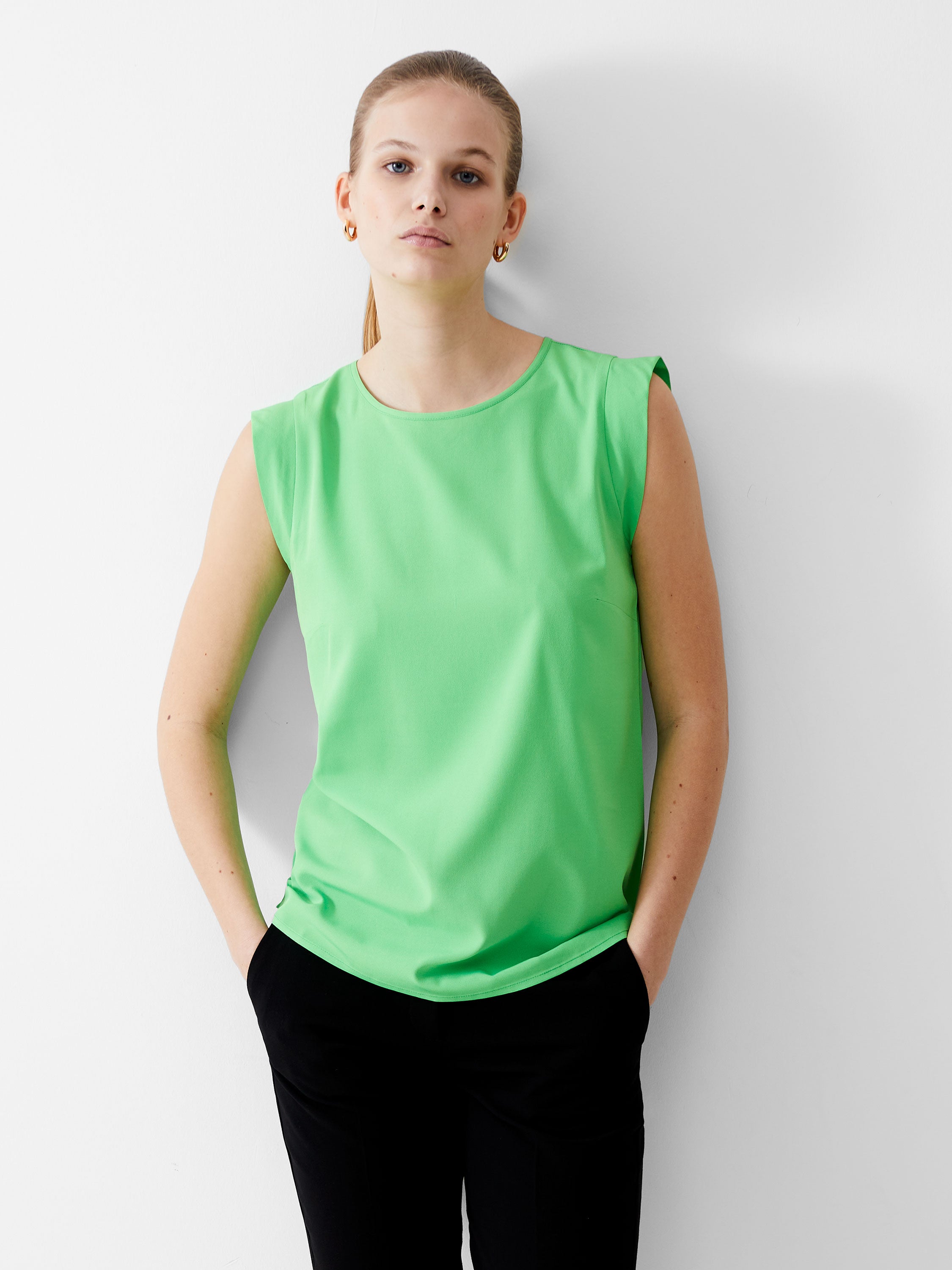 Cap Sleeve Crepe Light Tank Top