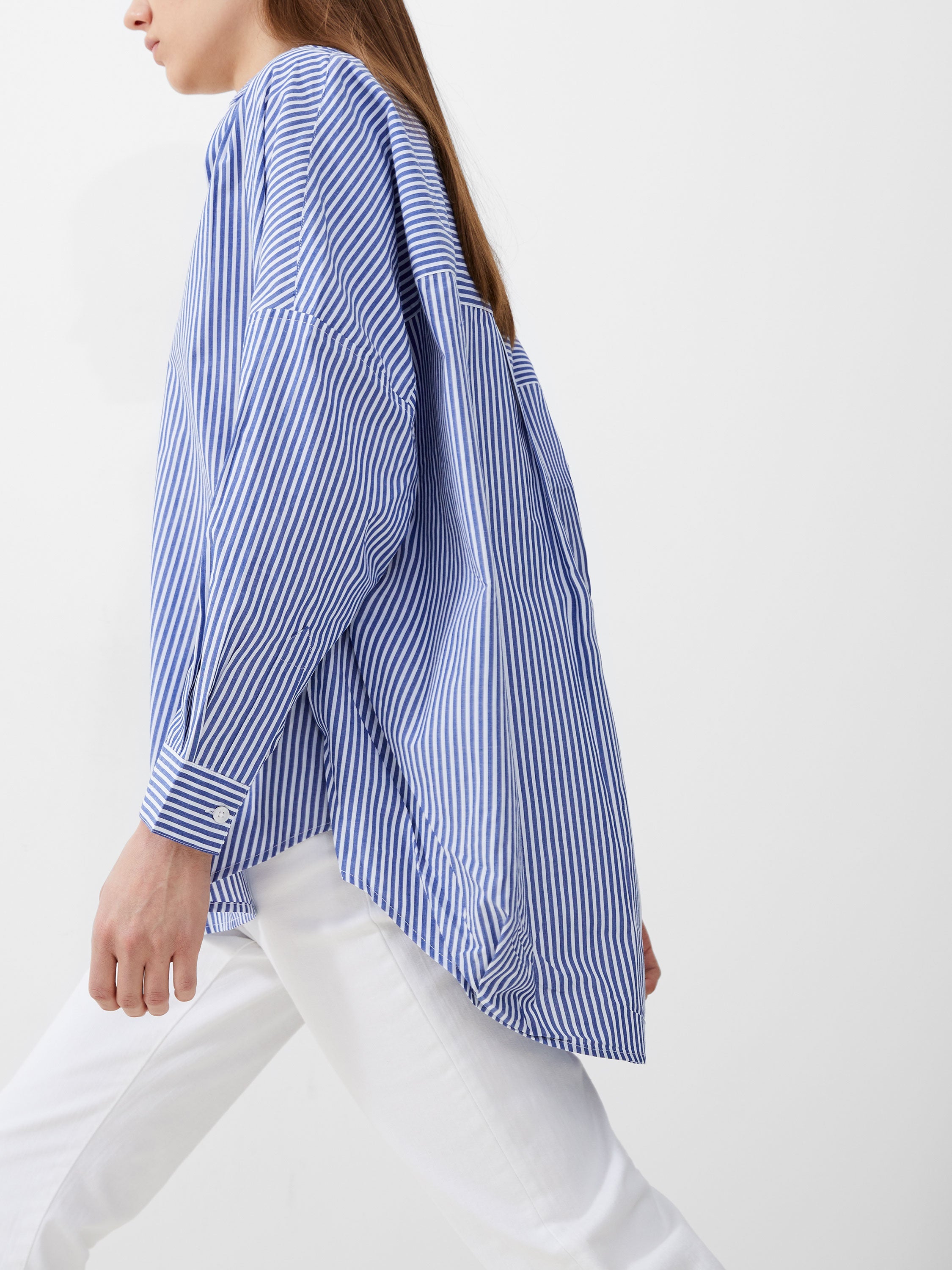 Stripe Poplin Long Sleeve Popover Shirt