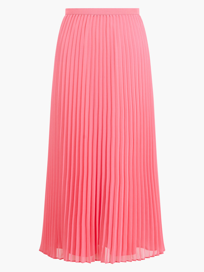 Pleated Solid Midi Skirt