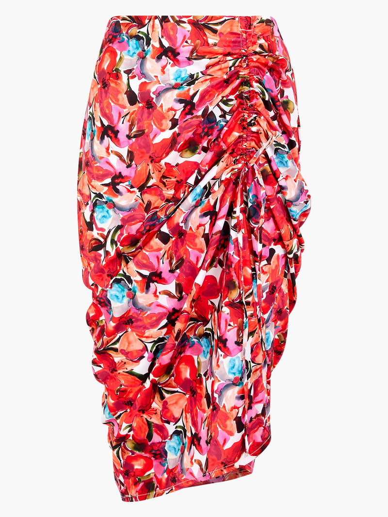 Floral Print Ruched Midi Skirt French Connection EU