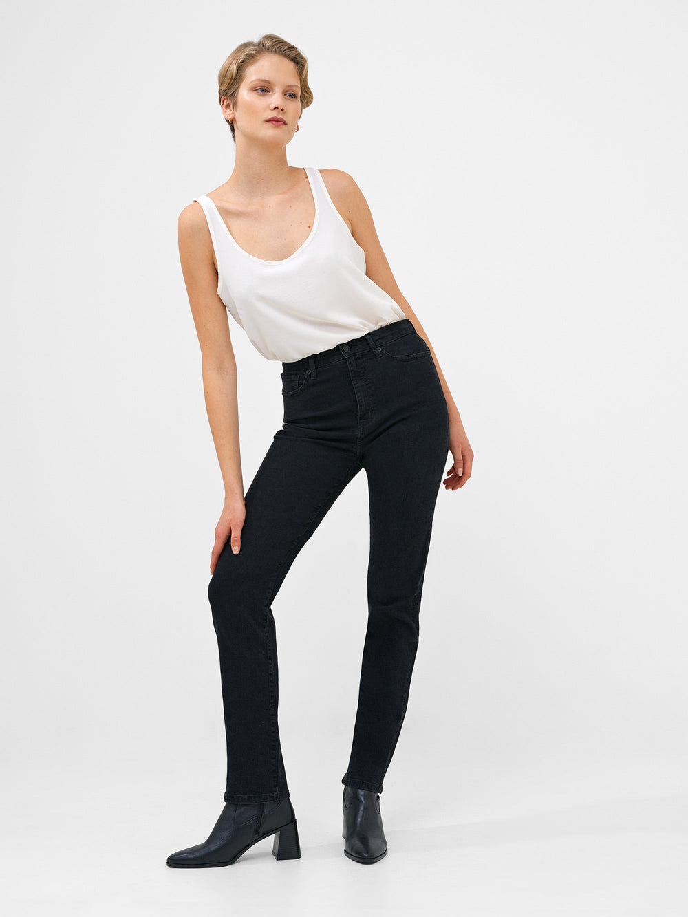 Stretch Denim Cigarette Fit High Waisted Jeans | French Connection EU