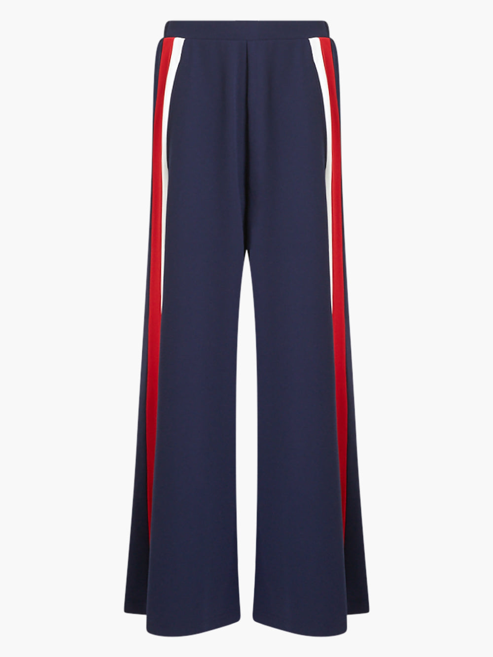 Navy Tricot Contrast Piping Straight Leg Joggers