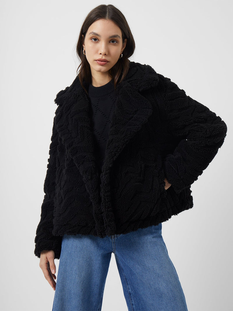 Cropped borg coat deals