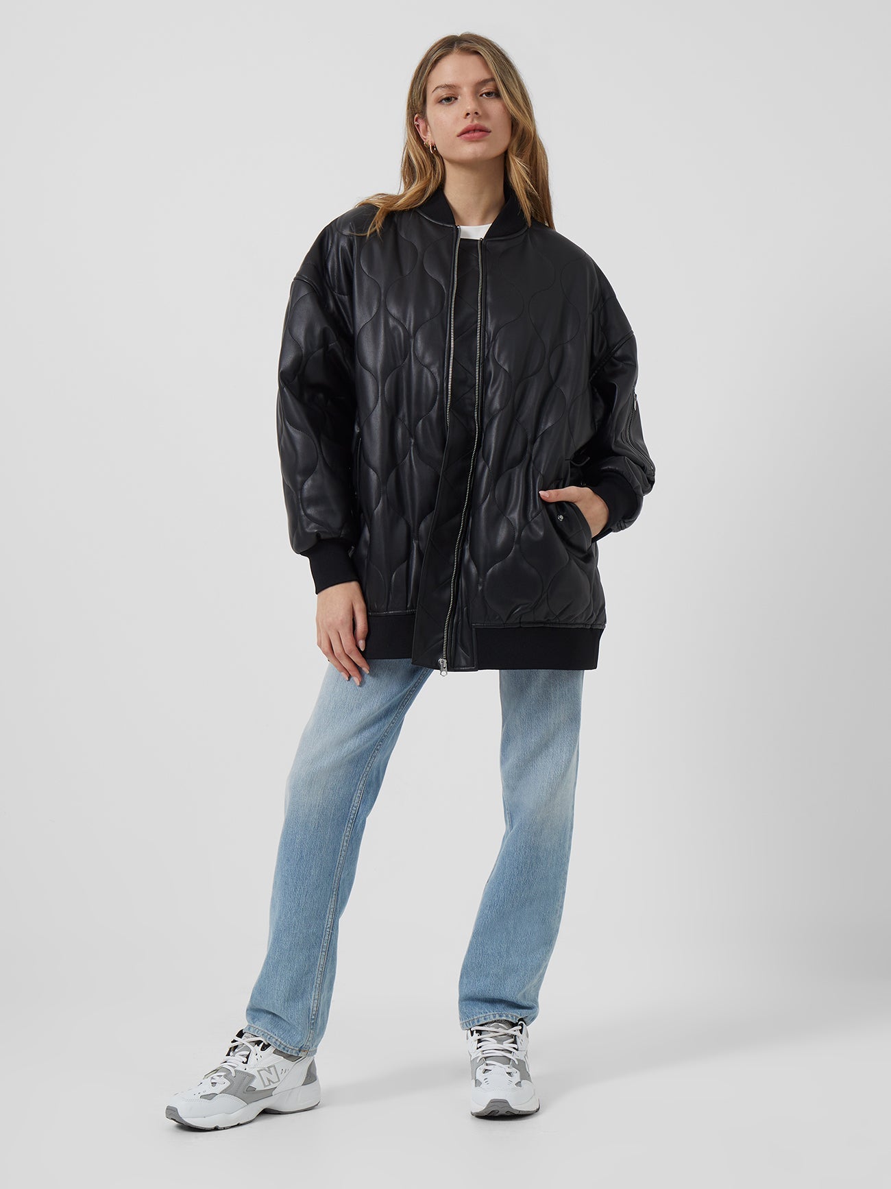 French connection bib waist quilted outlet jacket