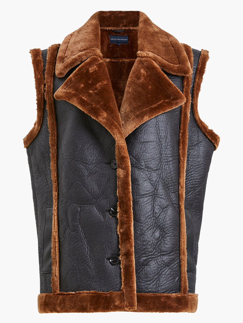 Leather and clearance fur gilet