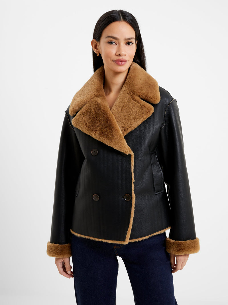 French connection fur collar on sale coat