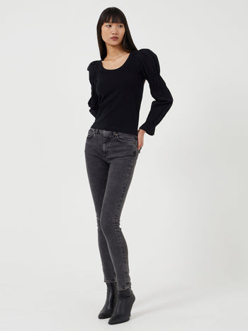 Tim Tim Solid Jersey Marie Sleeve Top