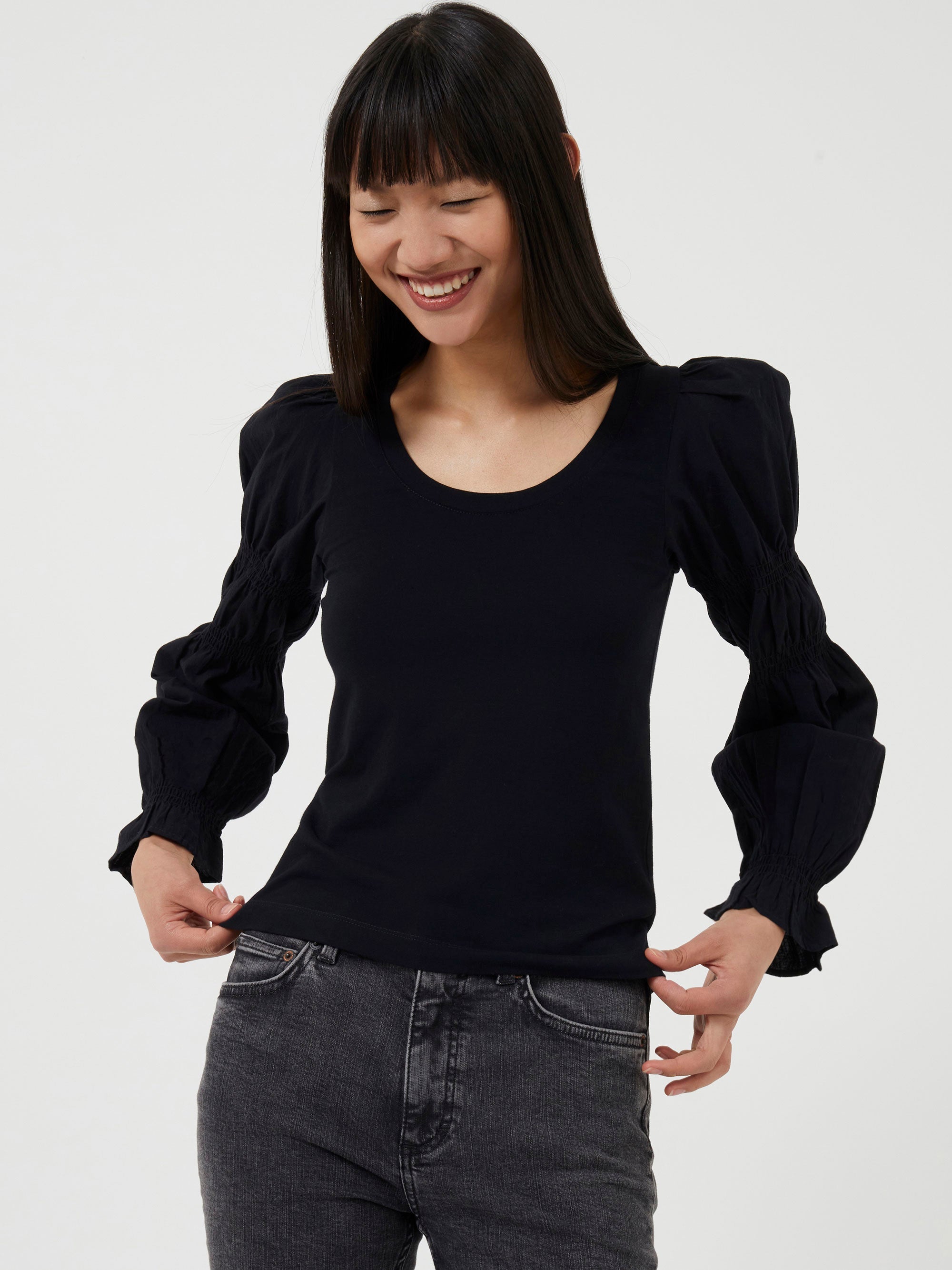 Tim Tim Solid Jersey Marie Sleeve Top