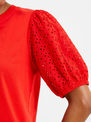 Anglaise Broderie Mix Sleeve Top