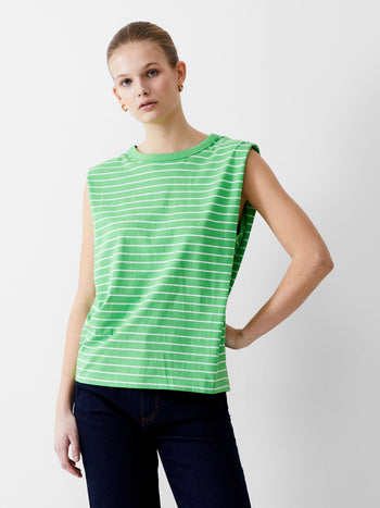 Padded Shoulder Stripe Tank Top