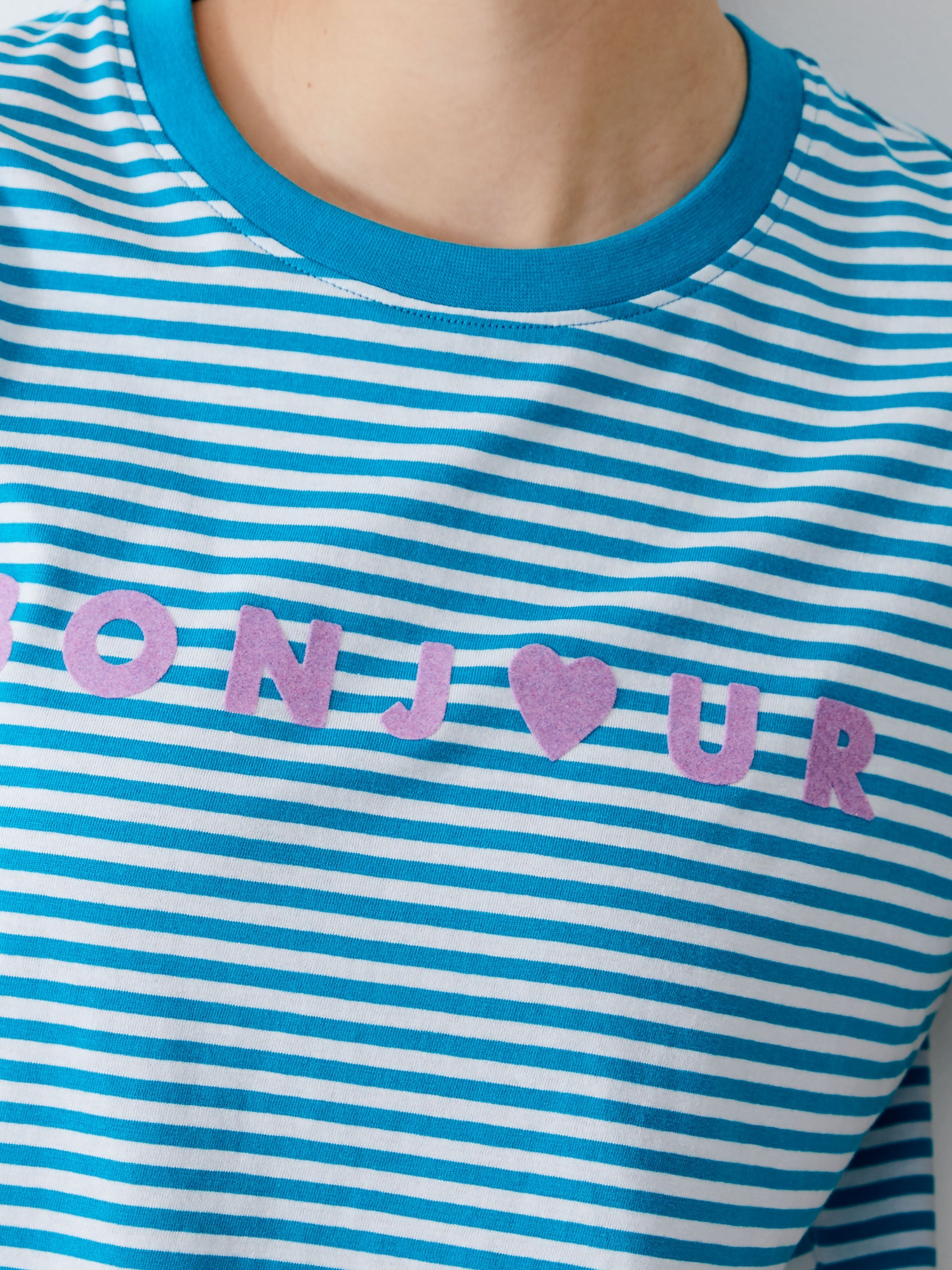 Bonjour Stripe Graphic T-Shirt