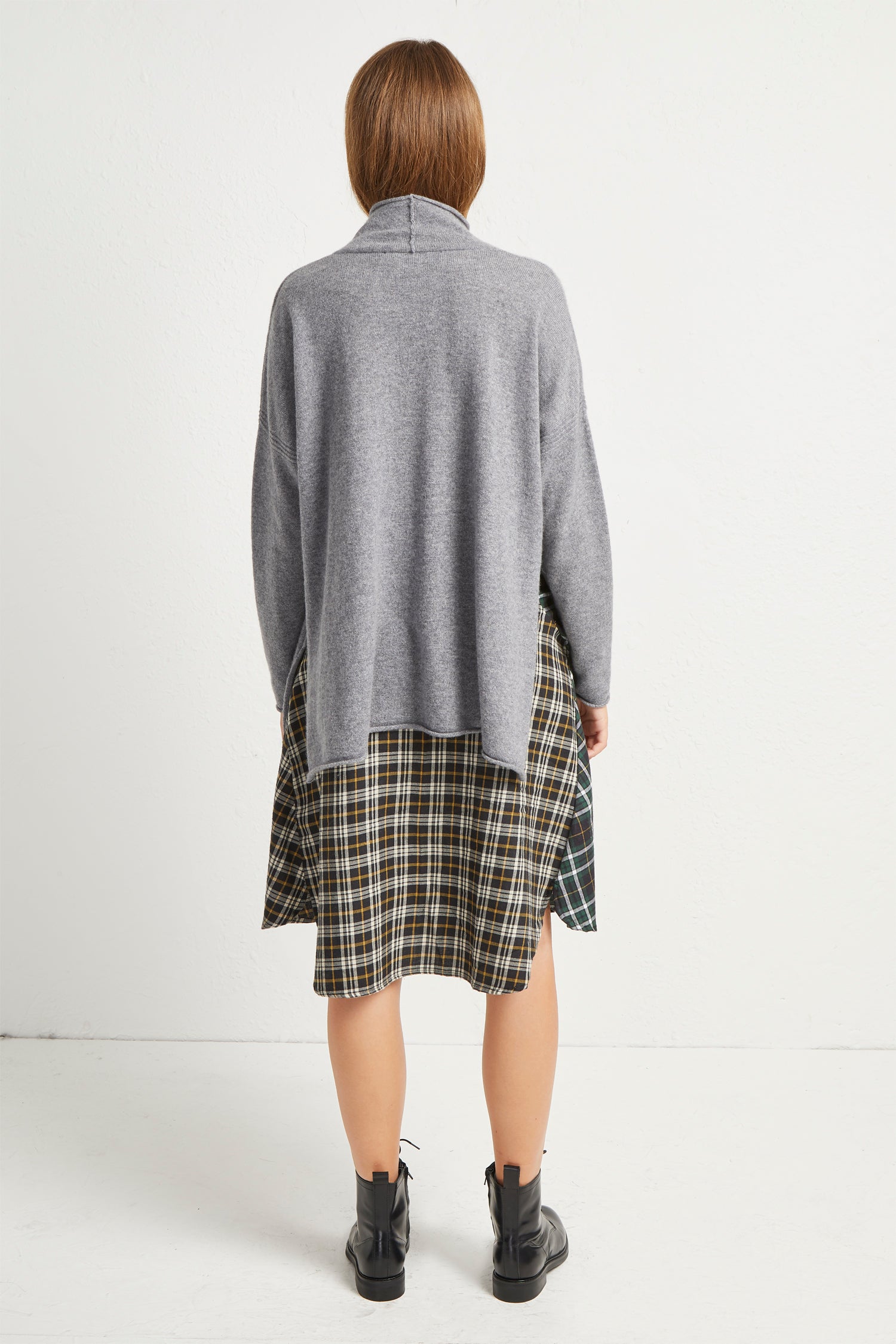 eda cashmere high neck jumper light grey mel
