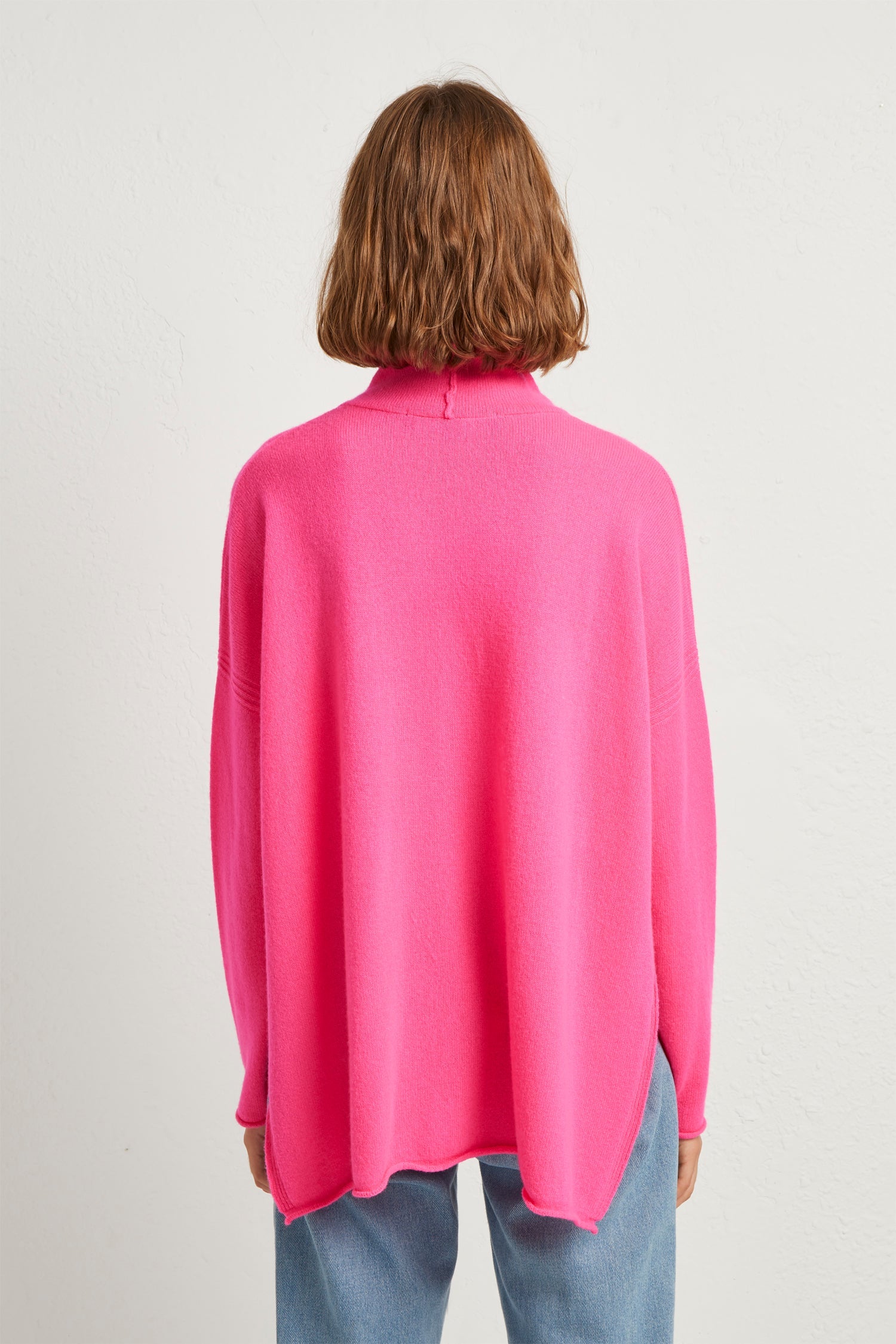 eda cashmere high neck jumper pink fluro