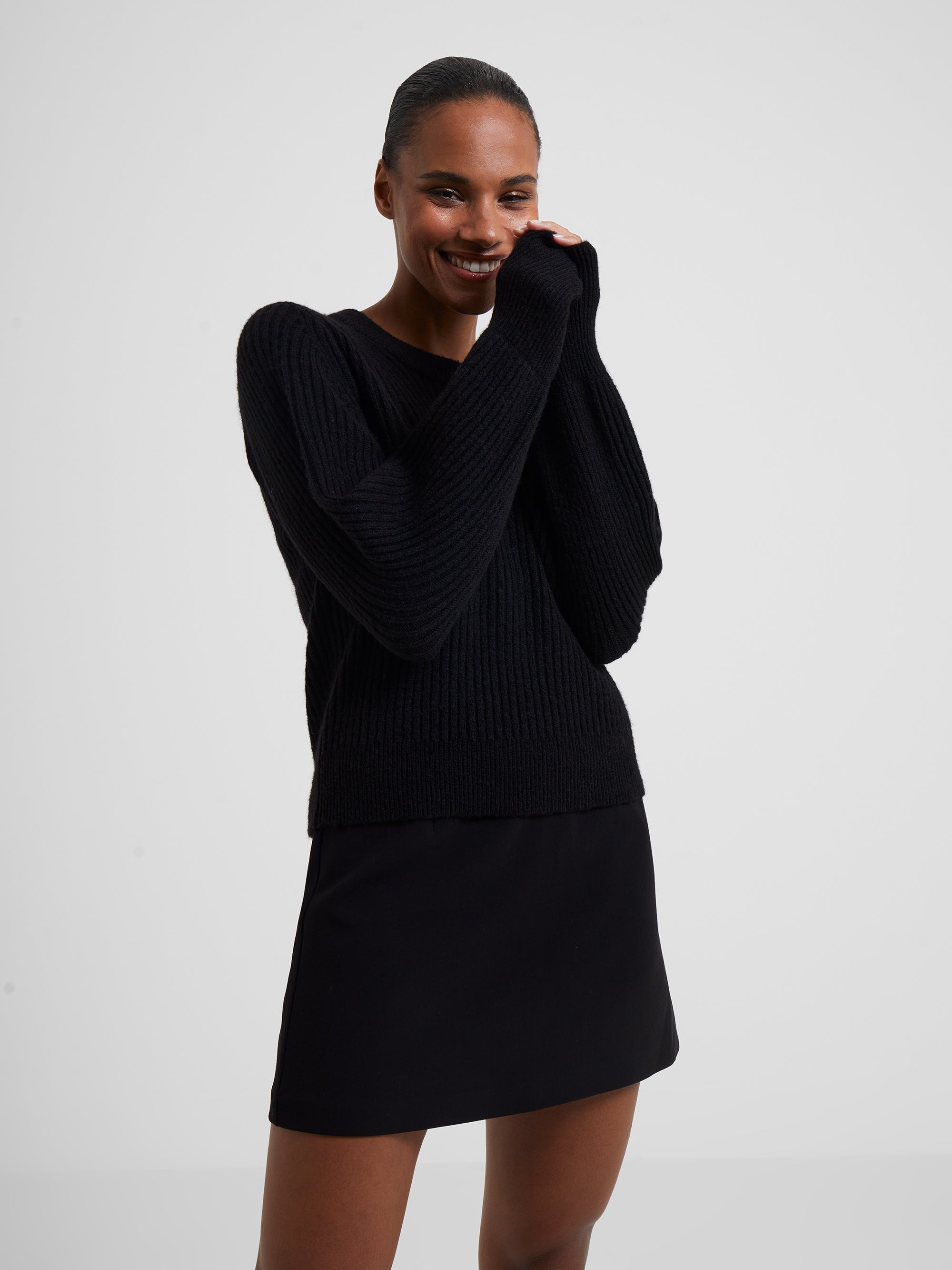 Vhari Knit Ribbed Crew Neck Sweater