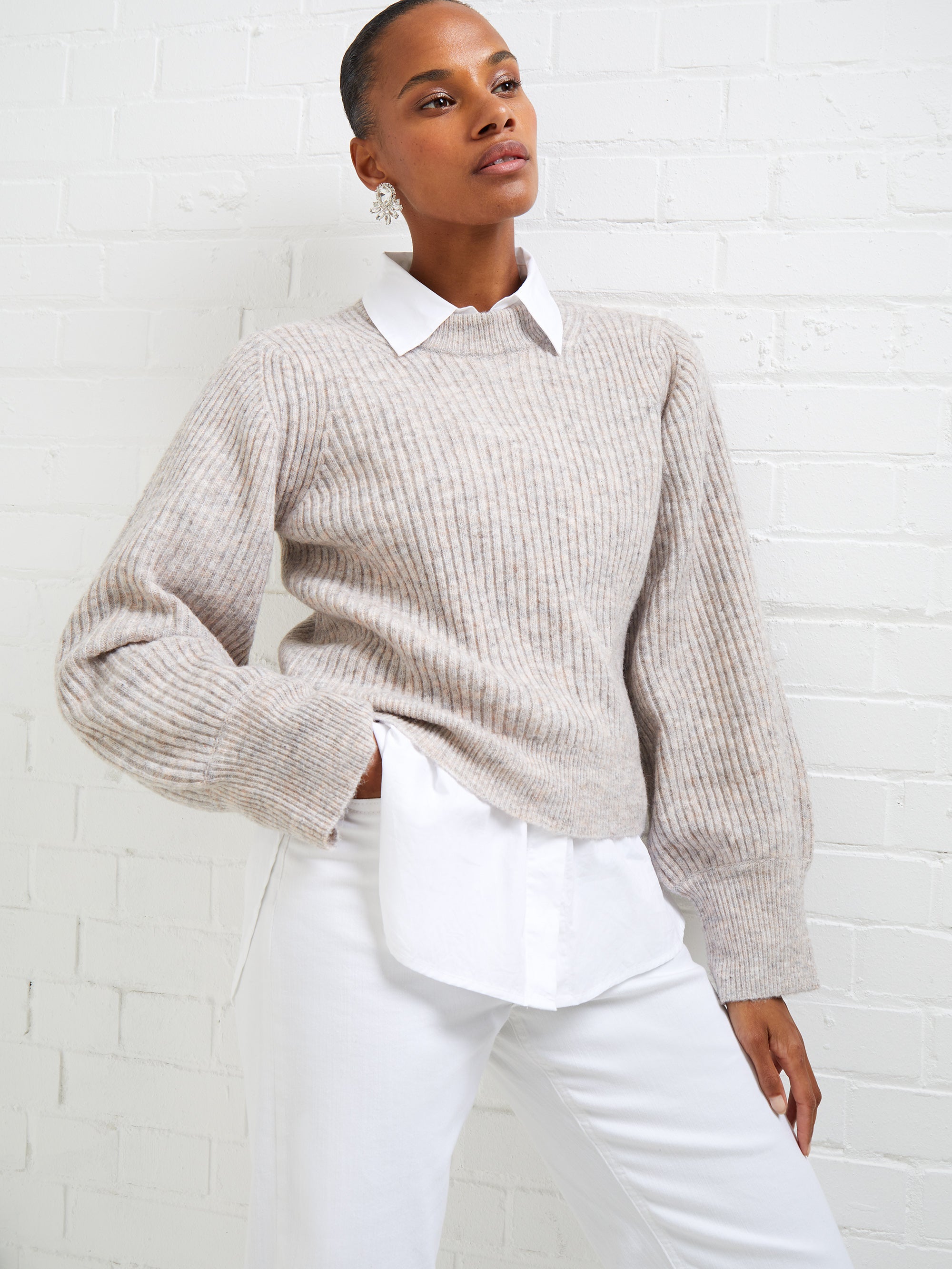 Vhari Knit Ribbed Crew Neck Sweater