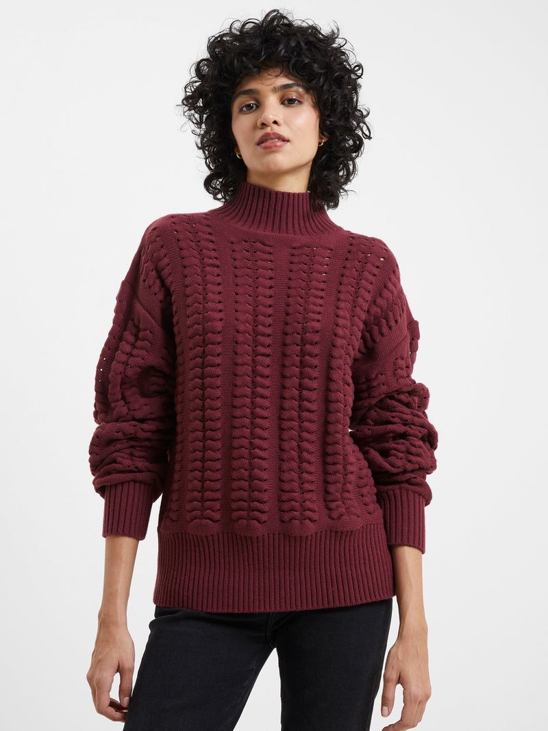 High neck cable knit jumper hotsell