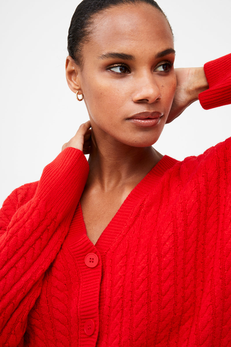 Red cable hot sale knit cardigan