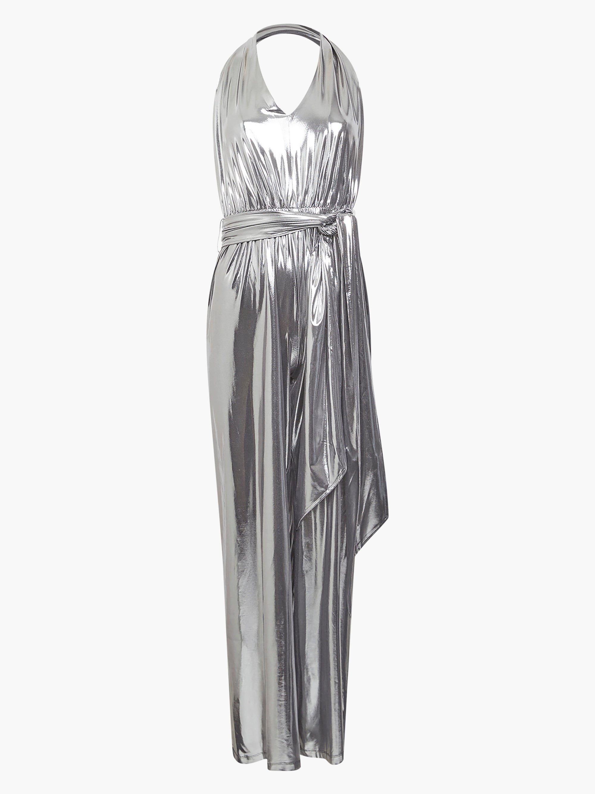 Ronja Liquid Metallic Jersey Backless Jumpsuit