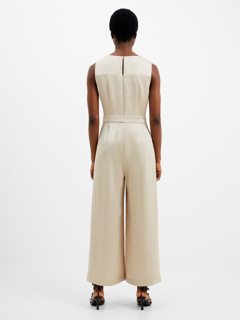 Cream cheap satin jumpsuit