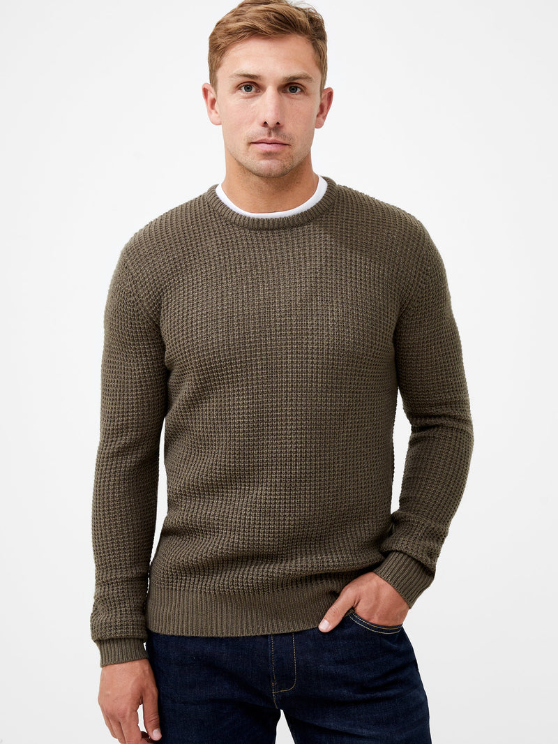 Mens waffle 2024 knit jumper