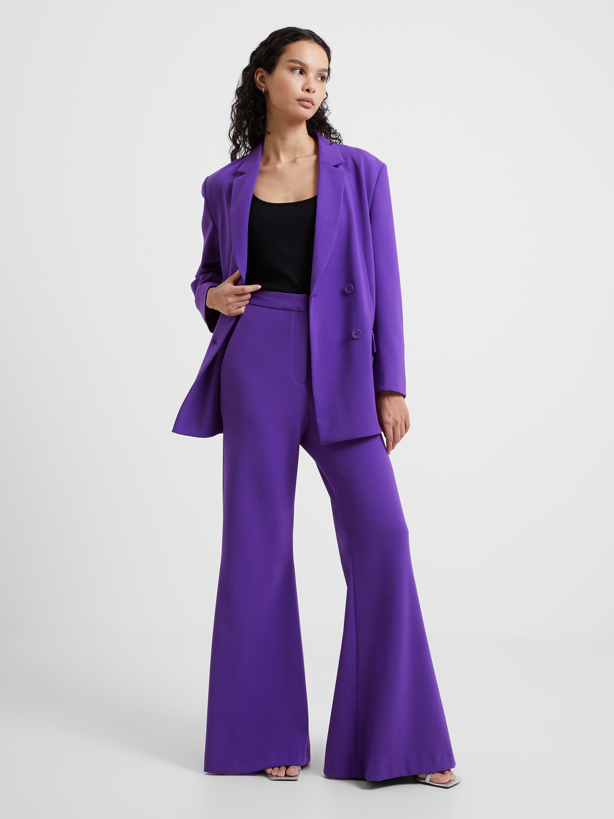 Purple flared trousers best sale