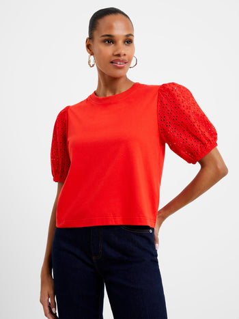 Anglaise Broderie Mix Sleeve Top