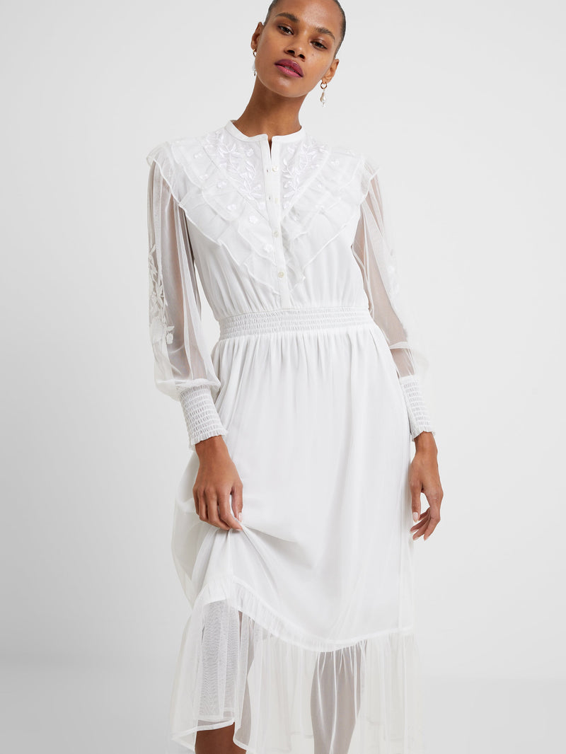 Mesh embroidered midi dress sale