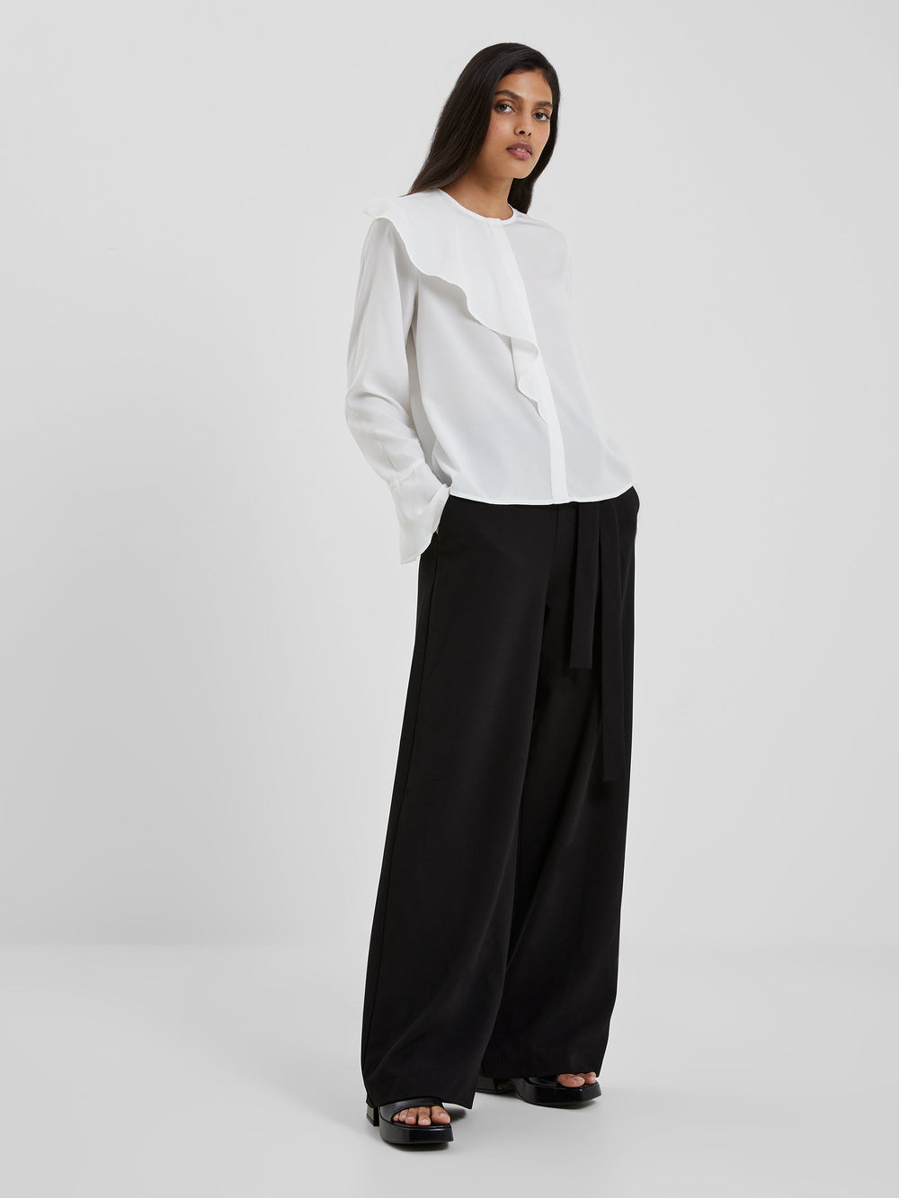 Crepe Light Recycled Asymmetric Frill Shirt | French Connection EU