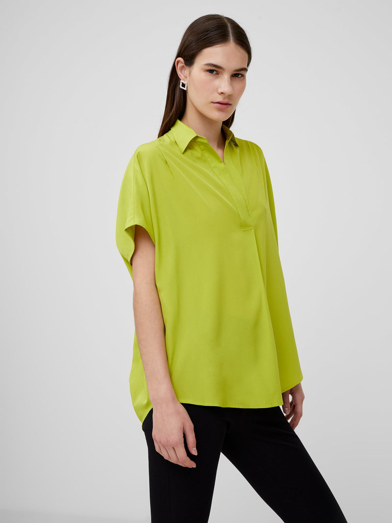 Crepe Light Cap Sleeve Popover Shirt