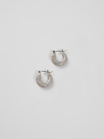 Chunky 3D Diamante Huggie Hoop Earrings