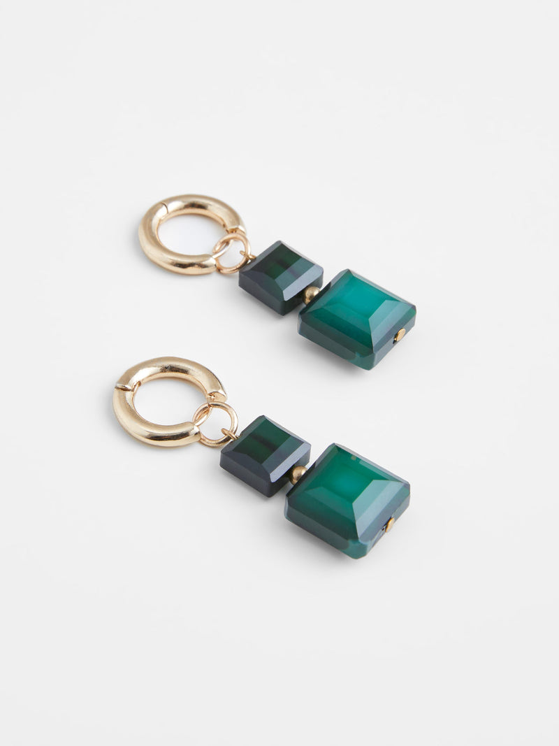 Square Glass Huggie Earrings