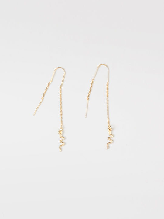 Thread Through Snake Earrings