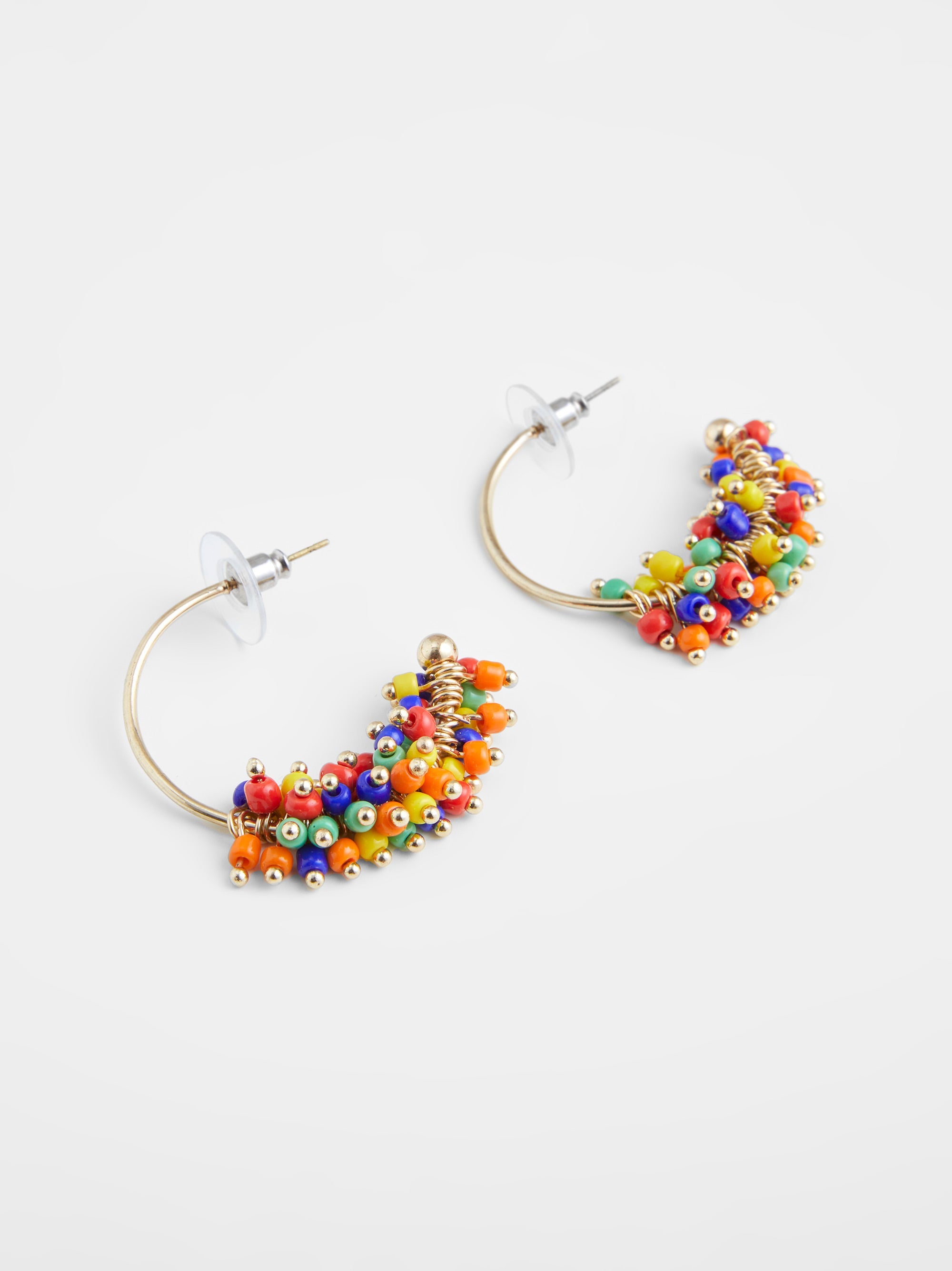 Multi Rainbow Bead Hoop Earrings