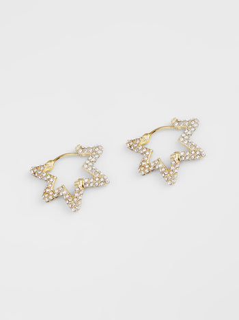 Diamante Star Hoop Earrings