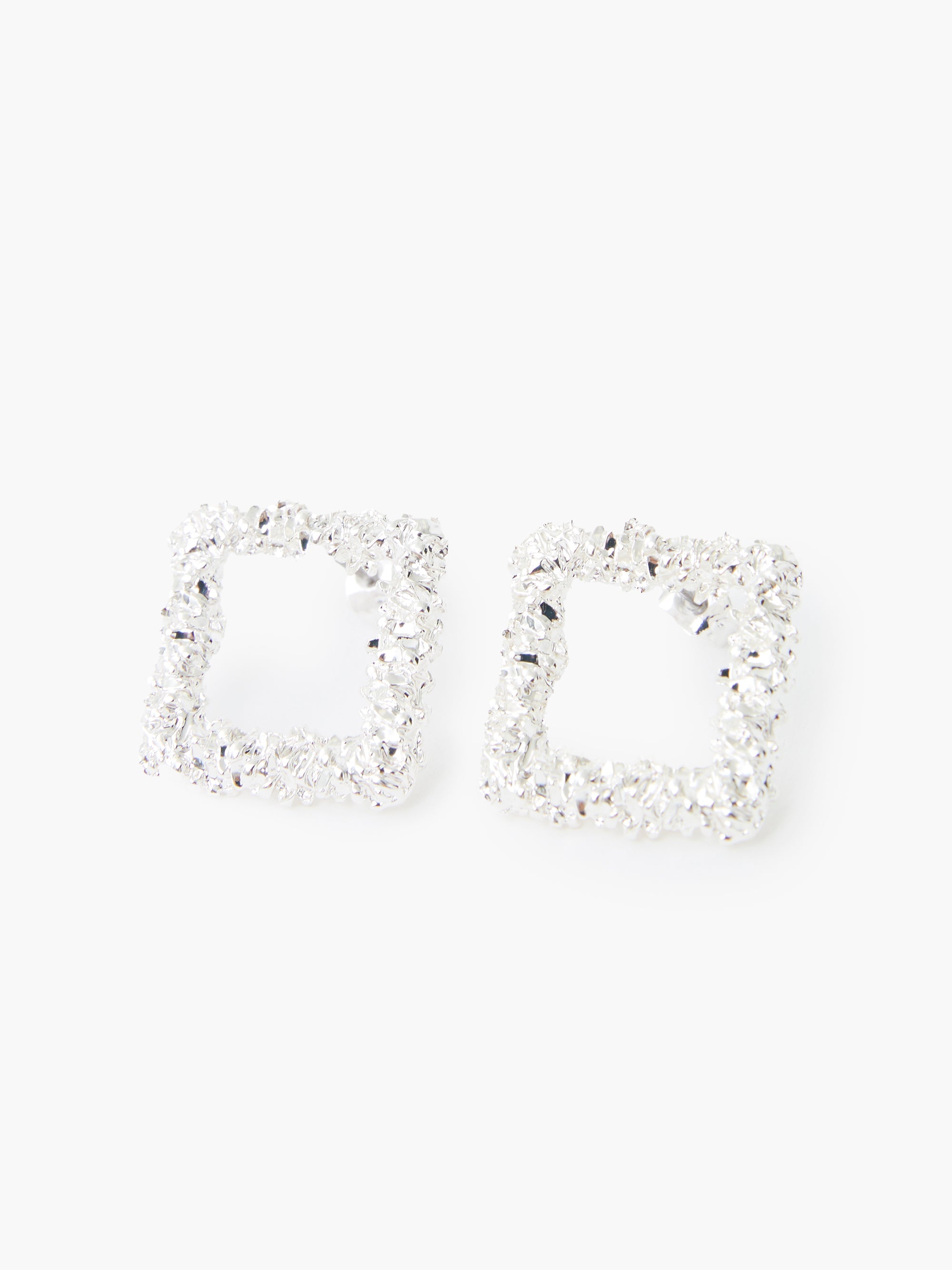 Square Scrunch Metal Mini Stud Earrings