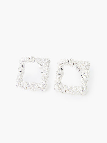 Square Scrunch Metal Mini Stud Earrings