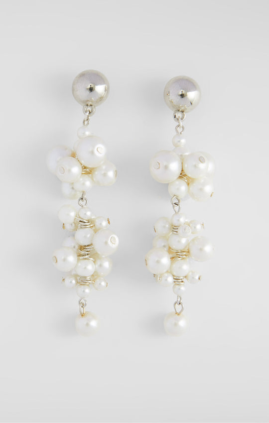 Faux Pearl Cluster Drop Earrings