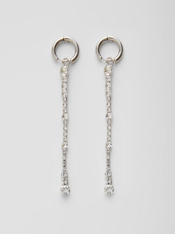 Long Diamante Drop Huggie Hoop Earrings